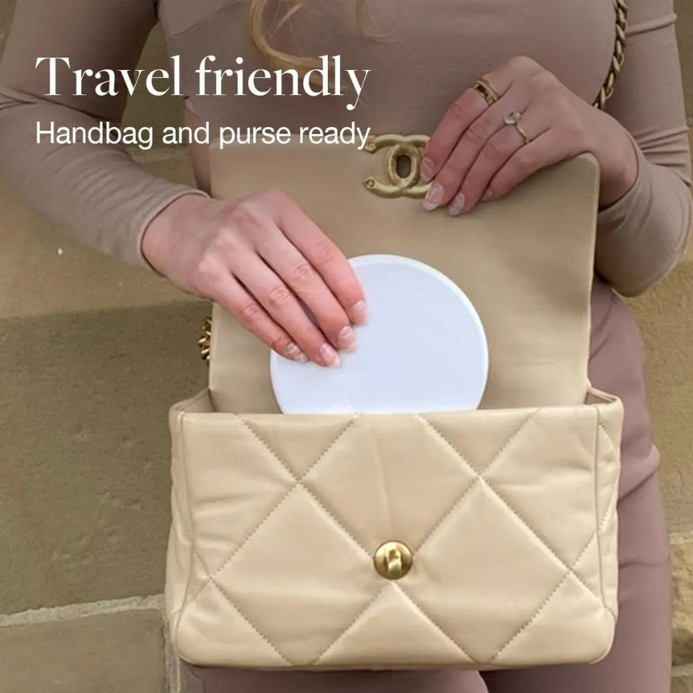 Rechargeable LED Lighted Travel Makeup Mirror – 1X/10X Magnification, 5-Inch Daylight LED Compact Mirror - White