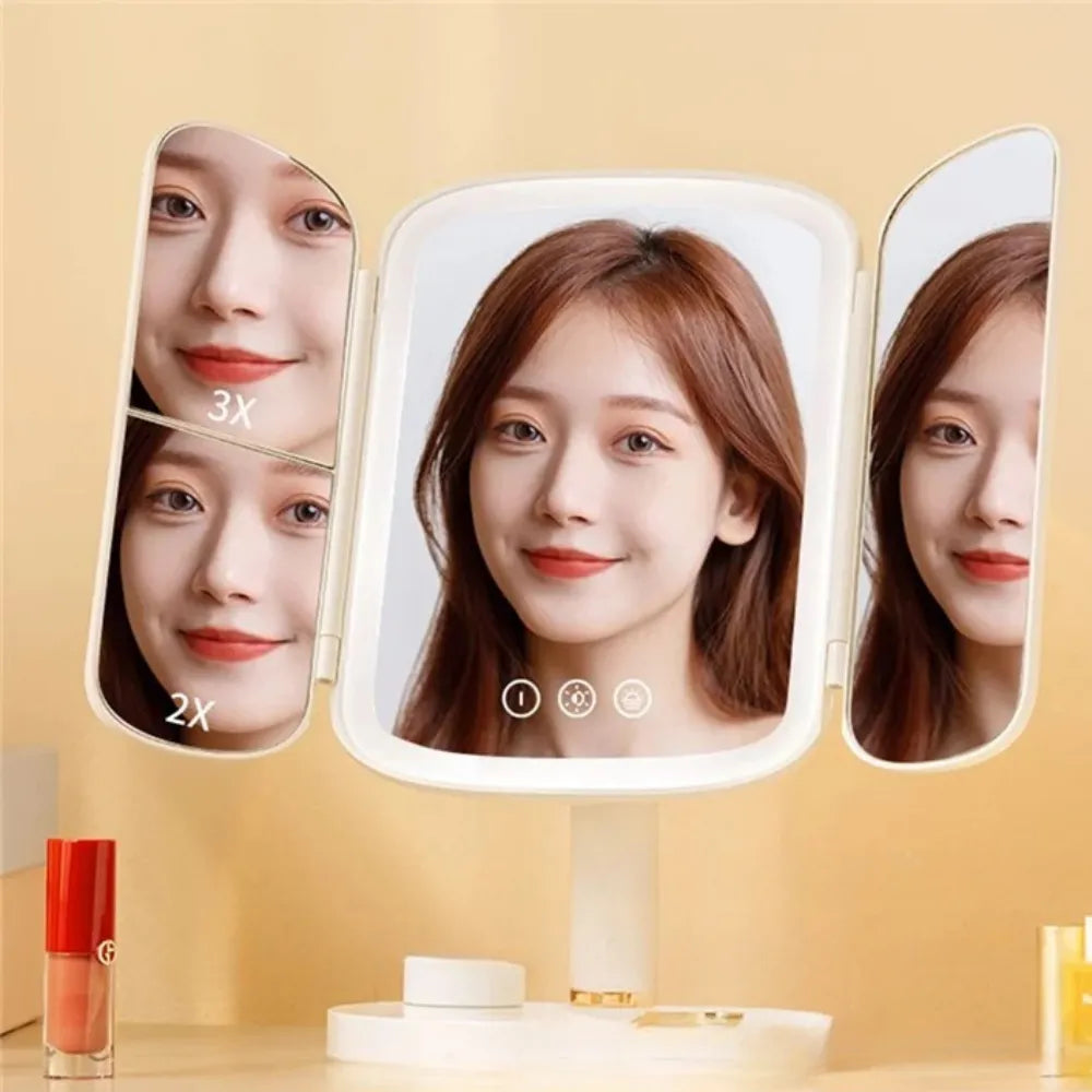 LED Makeup Mirror with Adjustable Brightness & 3X Magnification