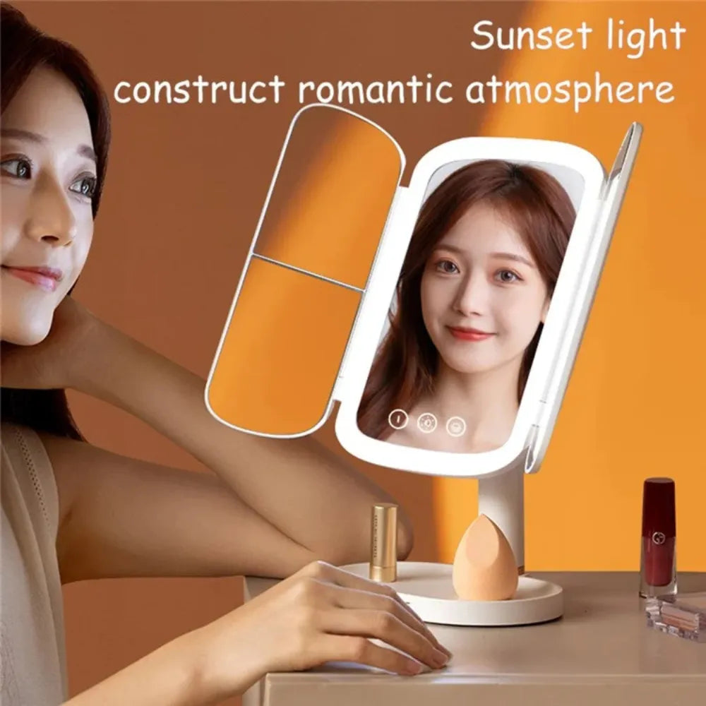 LED Makeup Mirror with Adjustable Brightness & 3X Magnification