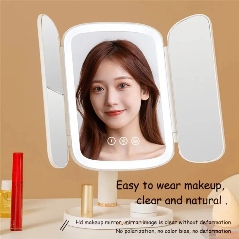 LED Makeup Mirror with Adjustable Brightness & 3X Magnification