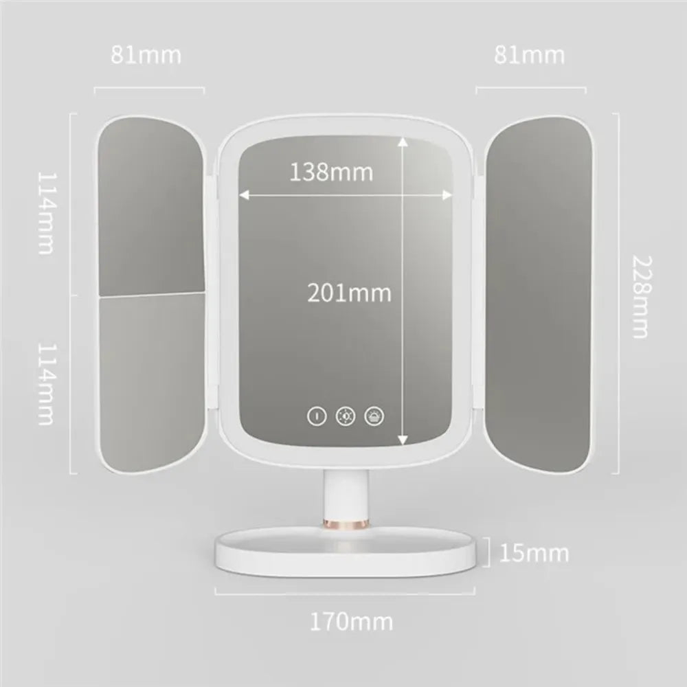 LED Makeup Mirror with Adjustable Brightness & 3X Magnification