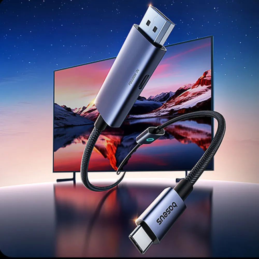 Baseus High Definition Type-C to DP Adapter Cable 8K@60Hz with 100W PD, ON/OFF Button, 1.5M