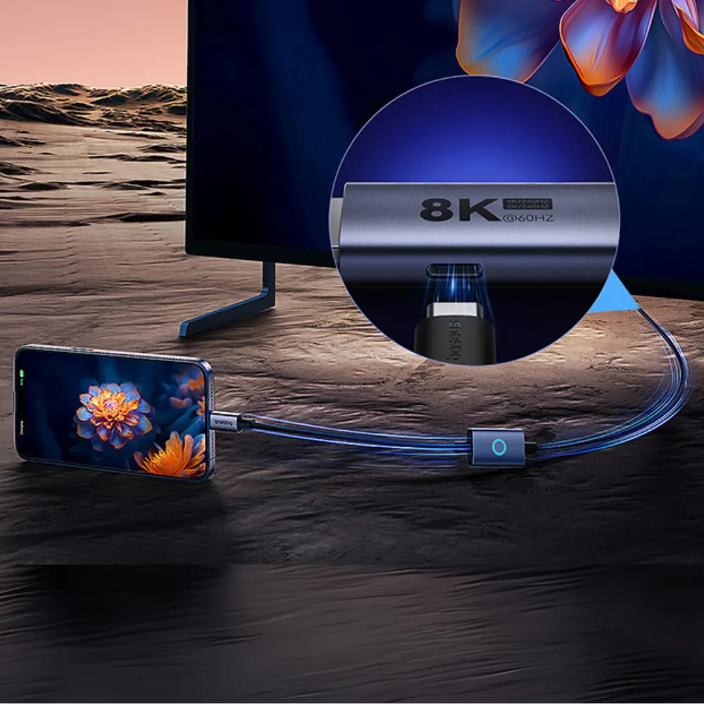 Baseus High Definition Type-C to DP Adapter Cable 8K@60Hz with 100W PD, ON/OFF Button, 1.5M