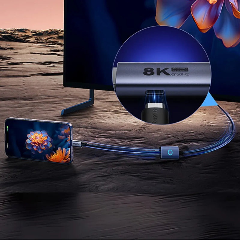 Baseus High Definition Type-C to DP Adapter Cable 8K@60Hz with 100W PD, ON/OFF Button, 1.5M