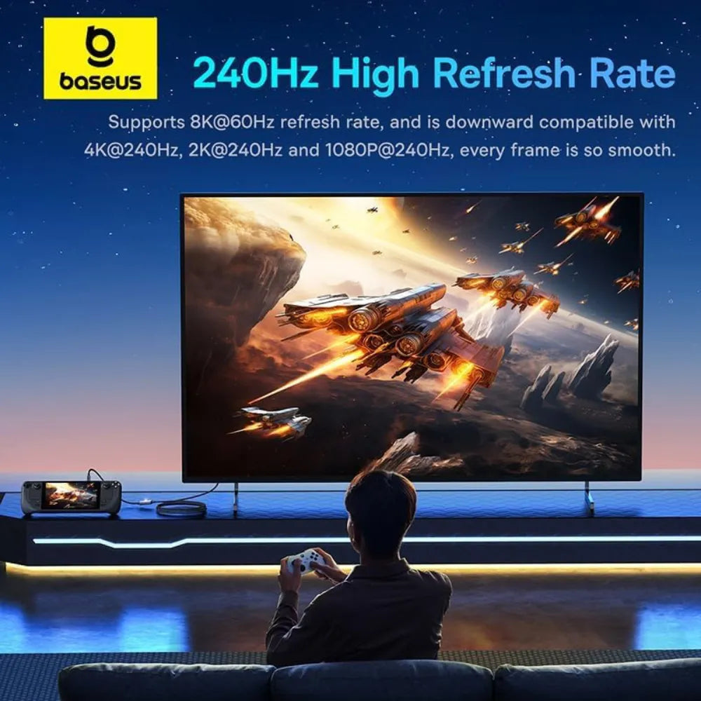 Baseus High Definition Type-C to DP Adapter Cable 8K@60Hz with 100W PD, ON/OFF Button, 1.5M