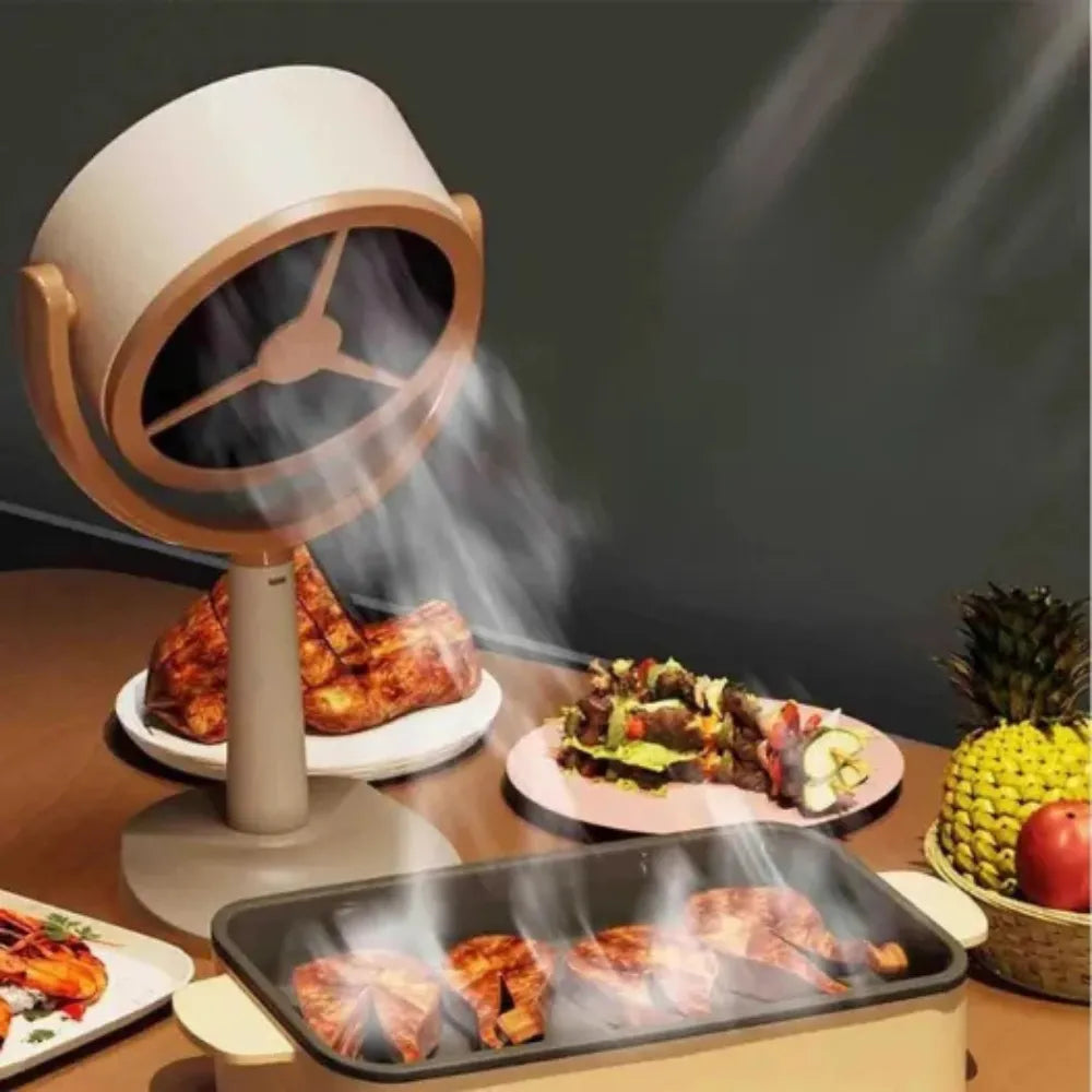 Compact Portable Mini Range Hood, ABS Build, Rechargeable, Washable Carbon Filter, One-Touch Operation, Desktop Extractor for Home & Camping
