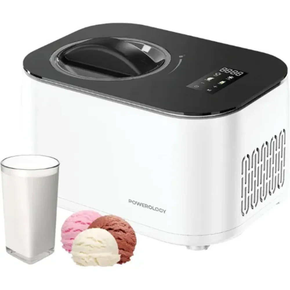 Powerology Ice Cream & Frozen Yogurt Machine 1L Capacity, 100W Cooling Power, 4 Mixing Modes, Quick-Freeze Technology, Low Noise