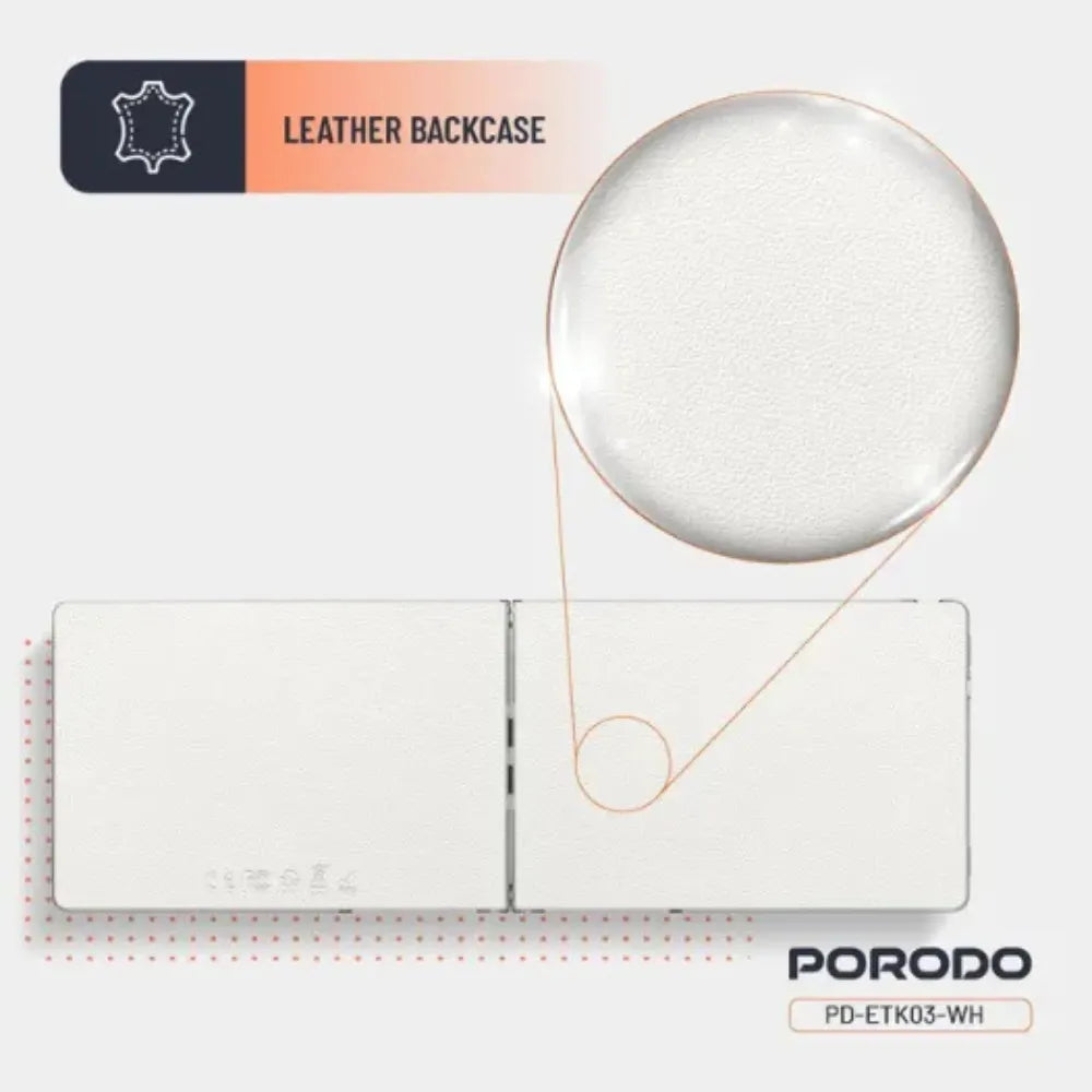 Porodo Crystal Shell Wireless Keyboard Bluetooth | Leather Backcase | Scissor Switch | Type-C | Compatible with Windows, Mac, iOS & Android