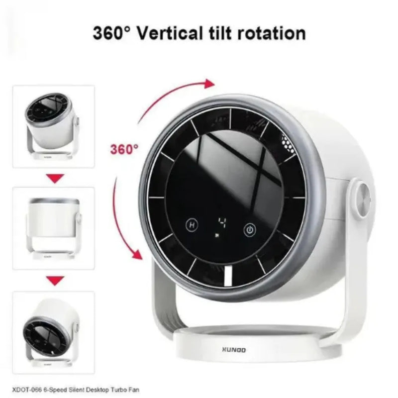 Xundd Silent Desktop Turbo Fan XDOT-066, ABS & PP Material, Ultra Quiet Operation, Compact Cooling Solution