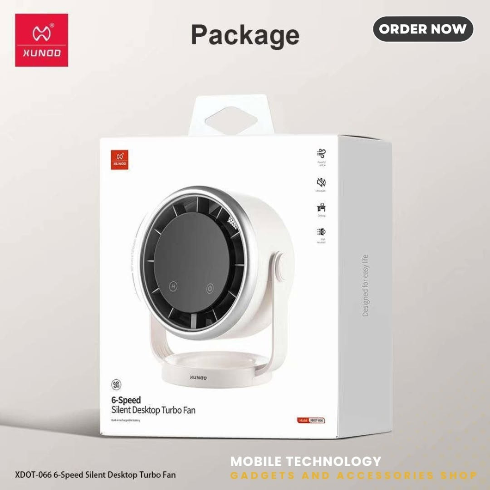 Xundd Silent Desktop Turbo Fan XDOT-066, ABS & PP Material, Ultra Quiet Operation, Compact Cooling Solution