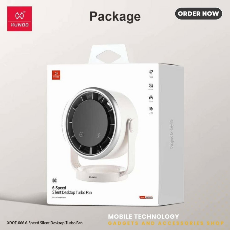 Xundd Silent Desktop Turbo Fan XDOT-066, ABS & PP Material, Ultra Quiet Operation, Compact Cooling Solution