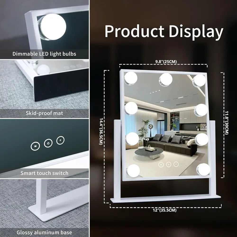 Green Lion LED Makeup Mirror with 9 Dimmable Bulbs 50,000-Hour Us