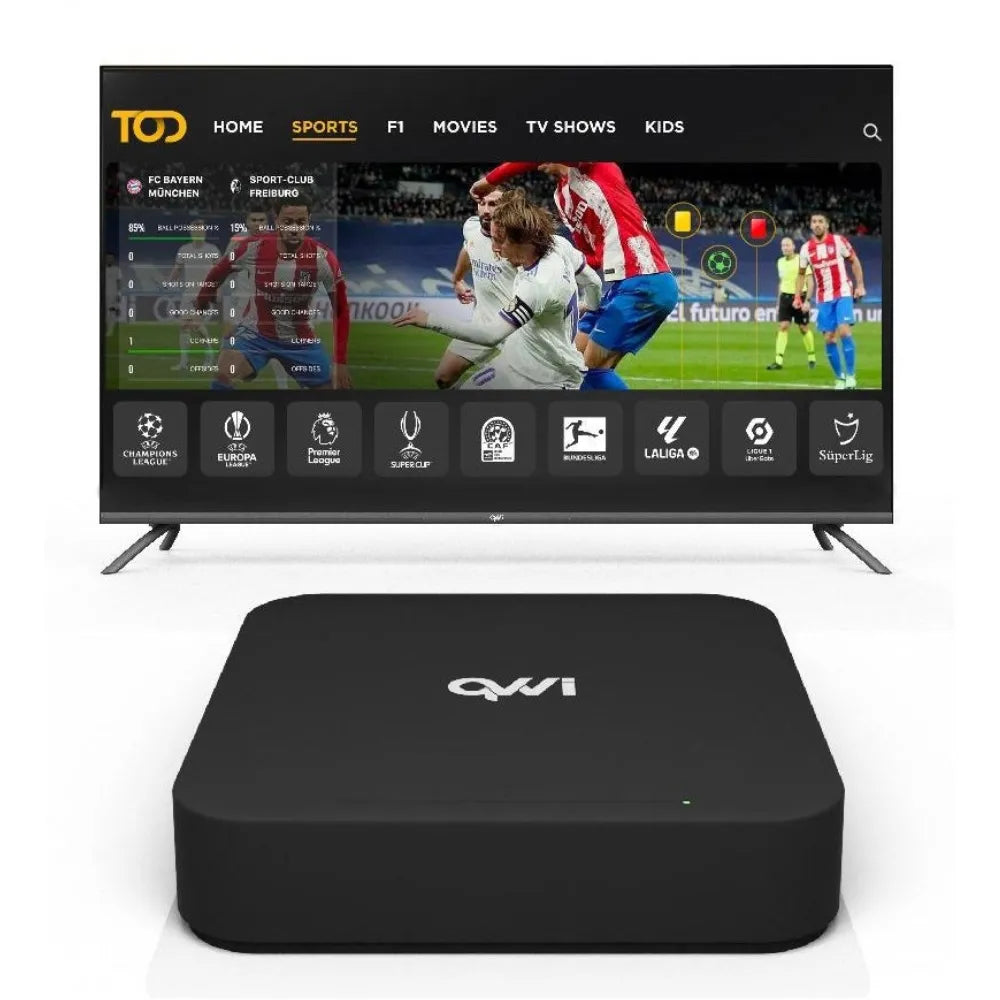 QVWi LEAP S3 4K UHD Android TV Box with Google TV, HDR10+ Support, Voice Control Bluetooth Remote, Streaming Services Compatible