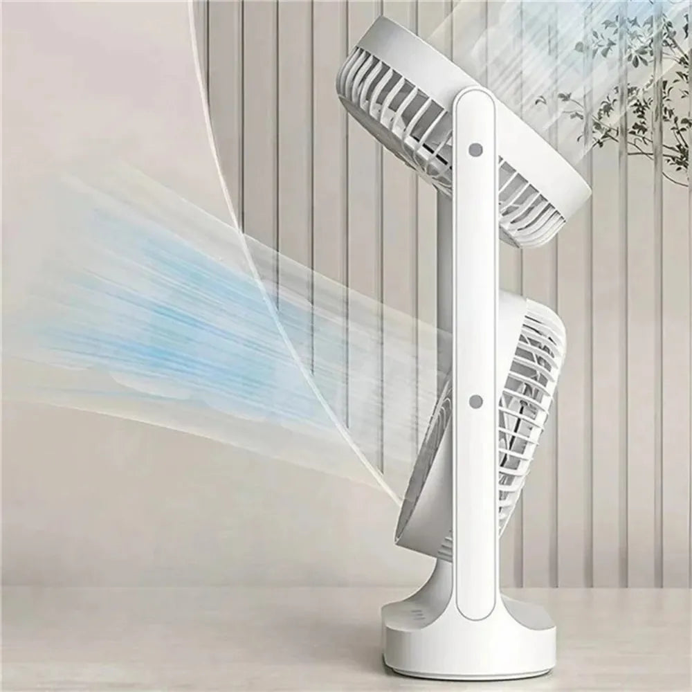 Dual-Head Rechargeable Desk Fan, 4000mAh Battery, 3-Speed Airflow, Portable USB Table Fan for Office, Dorm & Travel – ABS/PC/PP Build