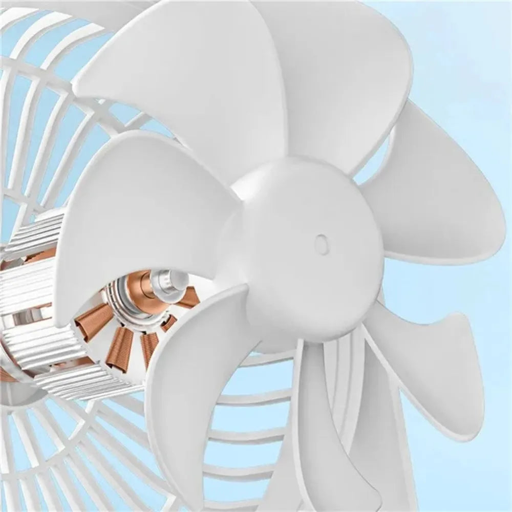 Dual-Head Rechargeable Desk Fan, 4000mAh Battery, 3-Speed Airflow, Portable USB Table Fan for Office, Dorm & Travel – ABS/PC/PP Build