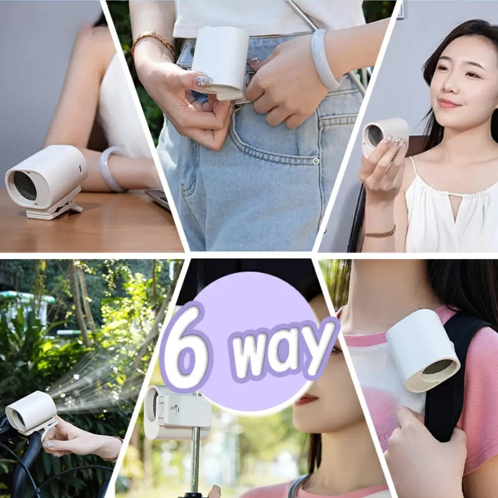 Mini Waist Fan with 100 Adjustable Speeds, 1800mAh Rechargeable Battery, Wearable Clip, Quick Charging – White