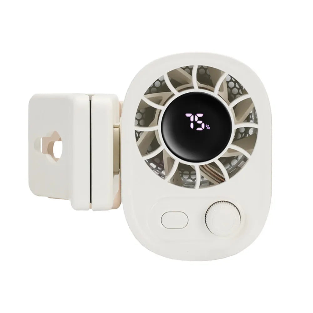 Mini Waist Fan with 100 Adjustable Speeds, 1800mAh Rechargeable Battery, Wearable Clip, Quick Charging – White