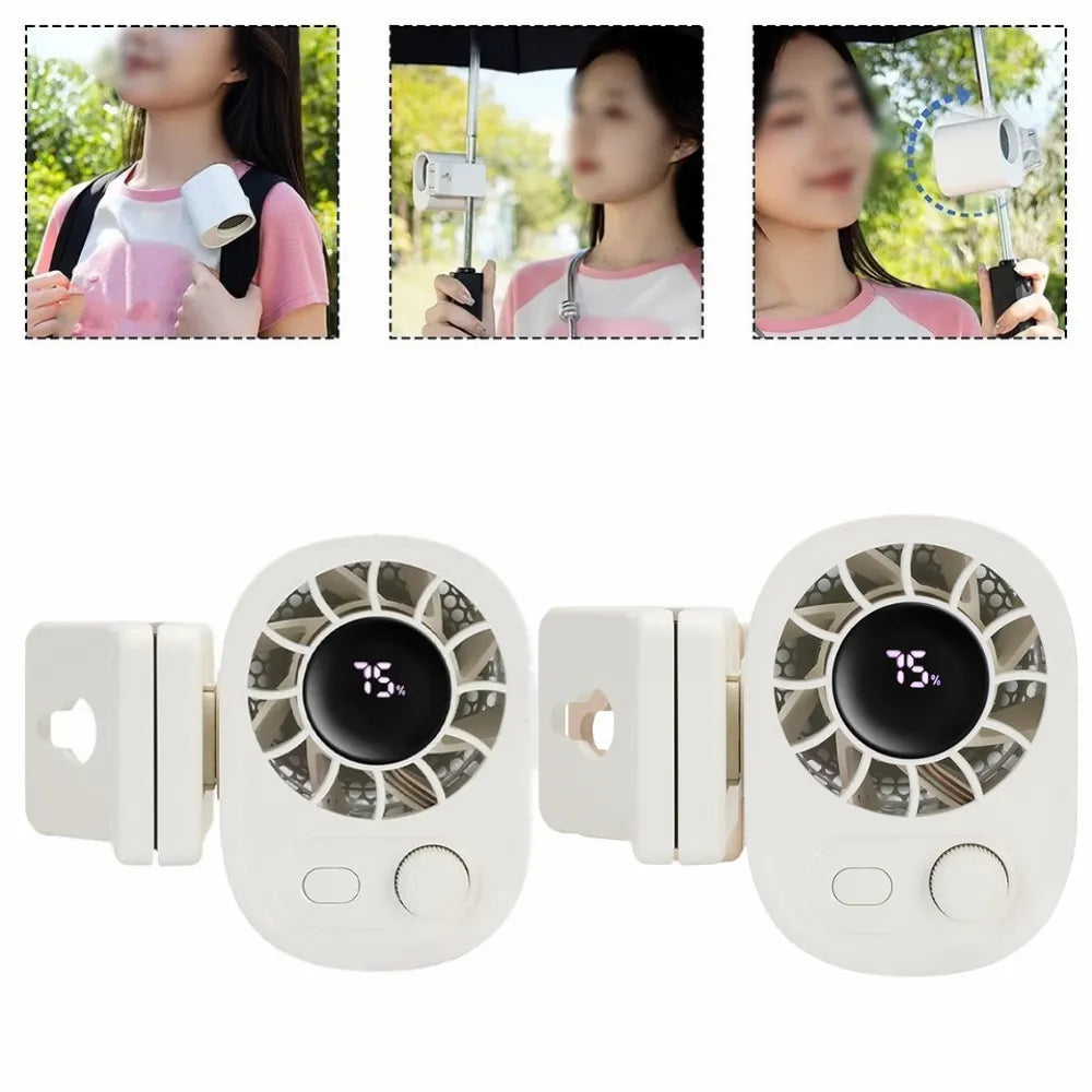 Mini Waist Fan with 100 Adjustable Speeds, 1800mAh Rechargeable Battery, Wearable Clip, Quick Charging – White