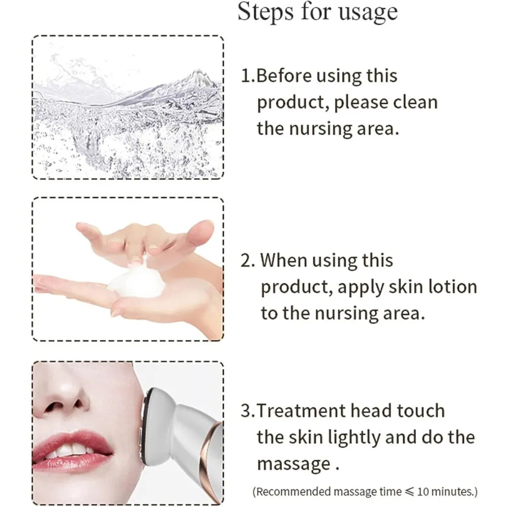 Porodo RF Face Lifting Machine with EMS Microcurrent, Skin Tightening Device, 5-Mode LED Phototherapy, VR Vibration, Battery Powered – For All Skin Types