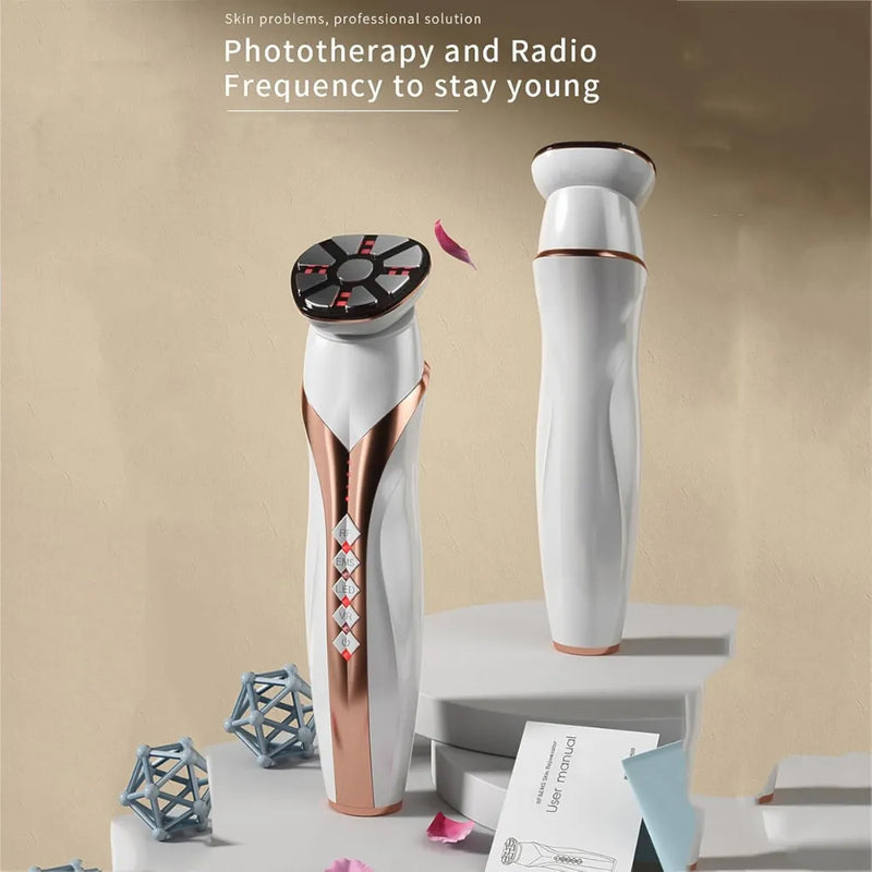 Porodo RF Face Lifting Machine with EMS Microcurrent, Skin Tightening Device, 5-Mode LED Phototherapy, VR Vibration, Battery Powered – For All Skin Types