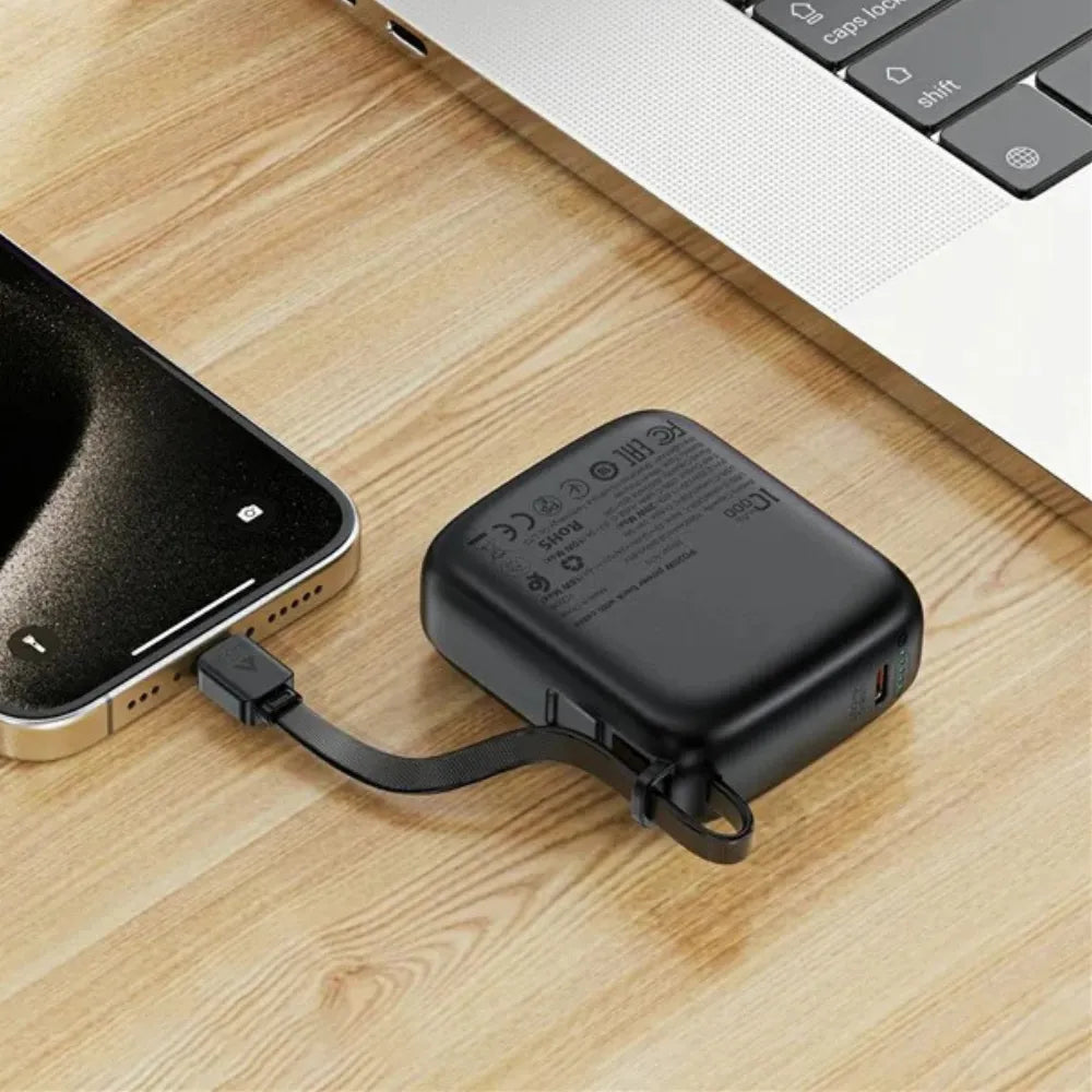 ACEFAST M15-10000 Power Bank PD 20W Fast Charging 10000mAh Portable Charger with Built-in Cable and LED Display