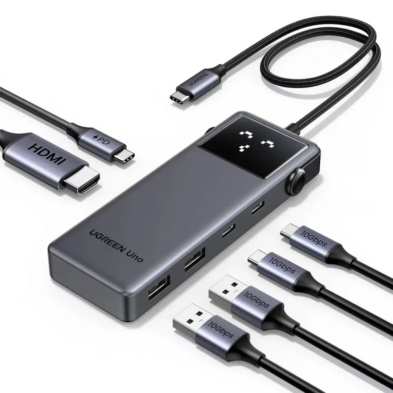 UGREEN 35998 Uno 6-in-1 USB-C Hub with 10Gbps Data Ports, 4K@60Hz HDMI, and PD100W