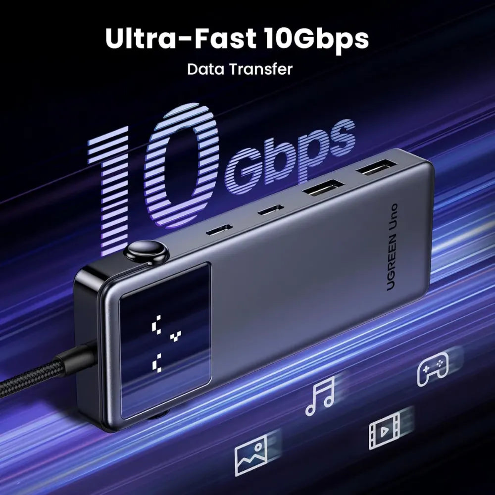 UGREEN 35998 Uno 6-in-1 USB-C Hub with 10Gbps Data Ports, 4K@60Hz HDMI, and PD100W