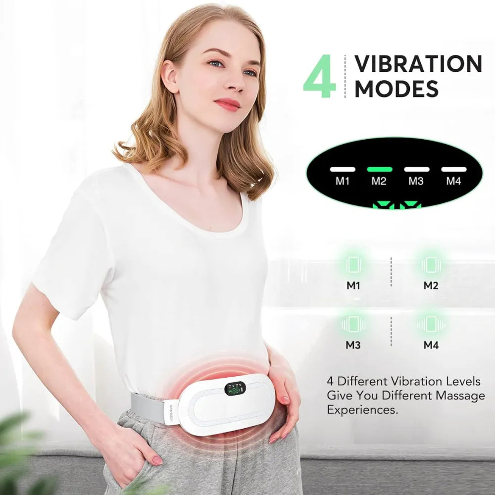Portable Cordless Heating Pad – USB Rechargeable Waist Belt for Cramps, 3 Heat Levels & 4 Massage Modes, for Women’s Back & Belly Pain Relief