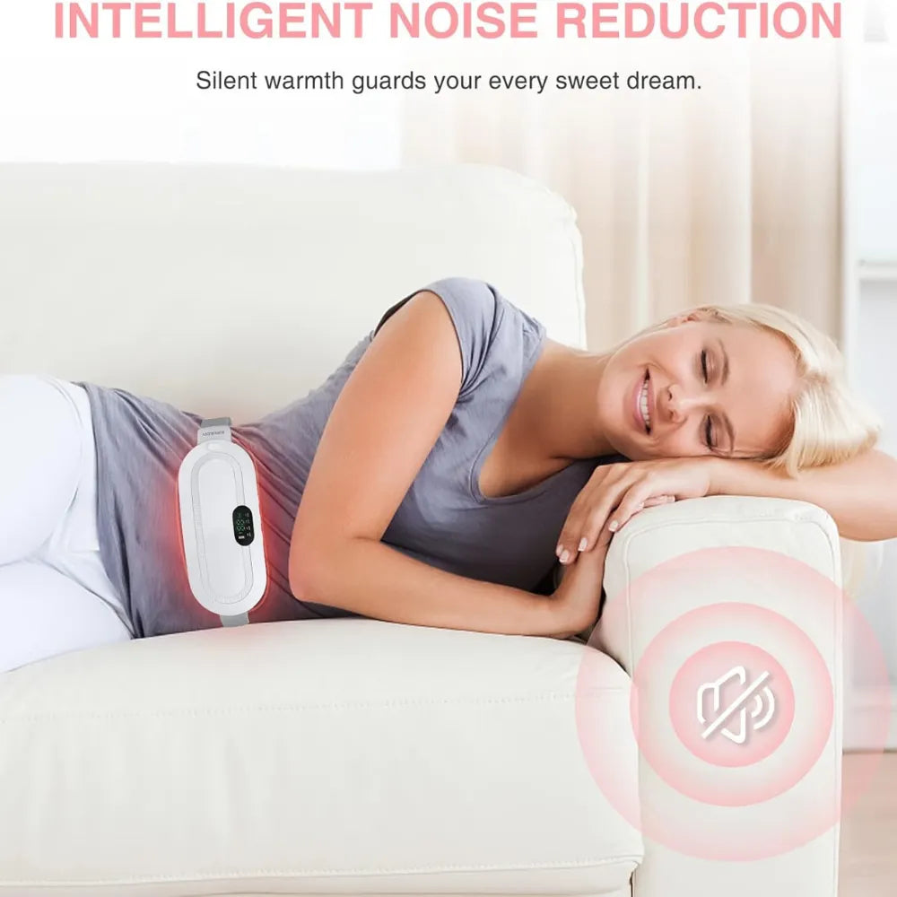 Portable Cordless Heating Pad – USB Rechargeable Waist Belt for Cramps, 3 Heat Levels & 4 Massage Modes, for Women’s Back & Belly Pain Relief