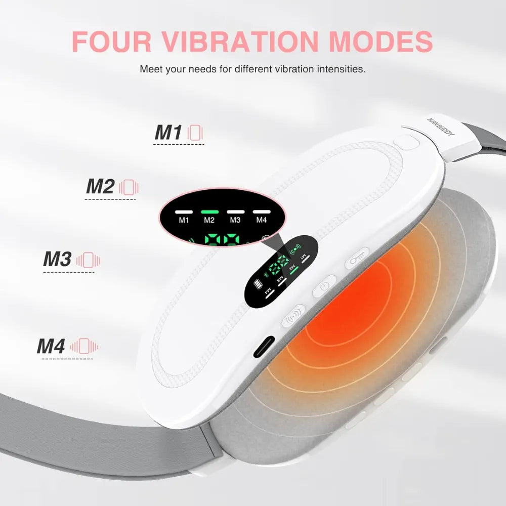Portable Cordless Heating Pad – USB Rechargeable Waist Belt for Cramps, 3 Heat Levels & 4 Massage Modes, for Women’s Back & Belly Pain Relief