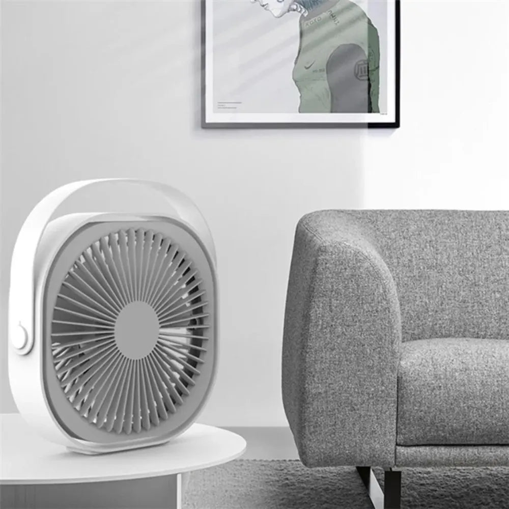 XUNDD M102 Portable Desktop Fan – 6-Inch 360° Adjustable, 1500mAh Battery, 3-Speed, USB Rechargeable – White