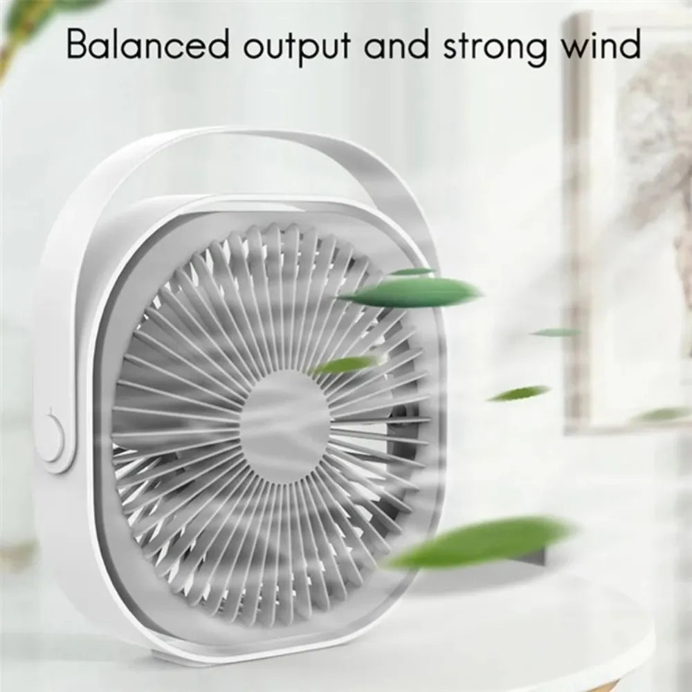 XUNDD M102 Portable Desktop Fan – 6-Inch 360° Adjustable, 1500mAh Battery, 3-Speed, USB Rechargeable – White