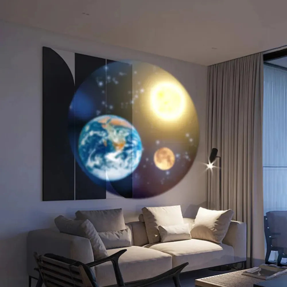 USB Moon Projection Lamp – 5-Scene Planet & Constellation Projector, LED Night Light with Replaceable Cards, DIY Atmosphere Lamp