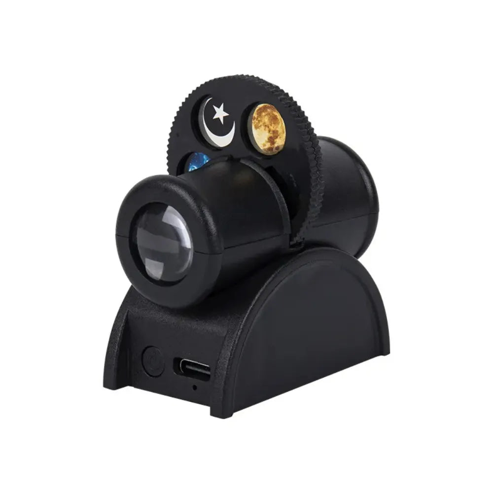 USB Moon Projection Lamp – 5-Scene Planet & Constellation Projector, LED Night Light with Replaceable Cards, DIY Atmosphere Lamp