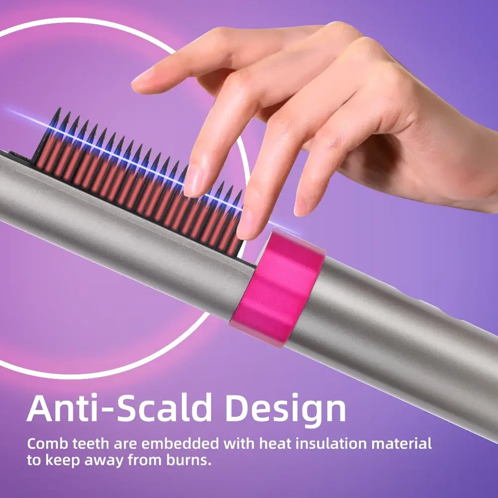 K-Skin KD382 Wireelss 2 in 1 Hair Curler and Straightener Brush PTC With Ceramic Heating Elements Up To 200°C