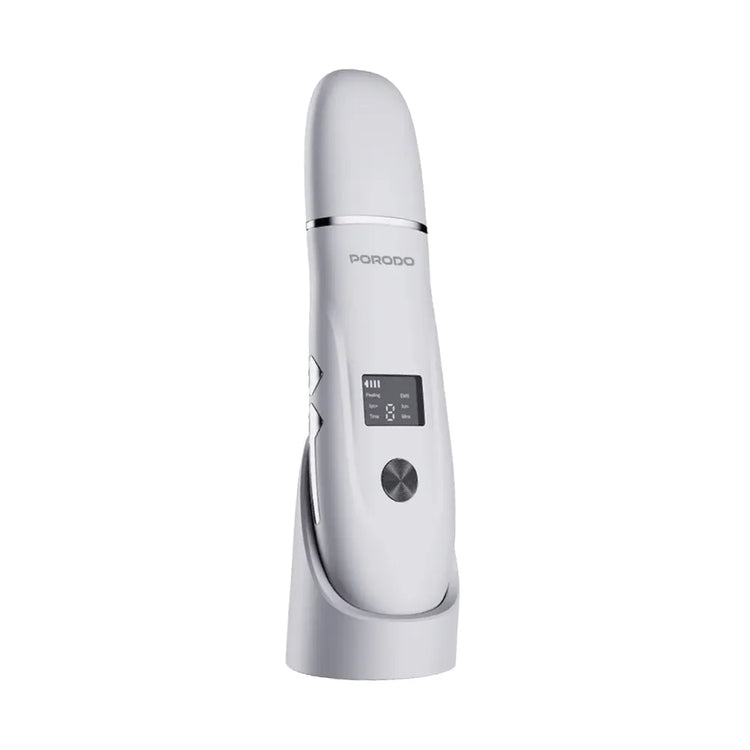 Porodo Lifestyle Ultrasonic Face Scrub & Peeler – 600mAh Battery, USB-C Charging, LED Display, Travel-Friendly – White