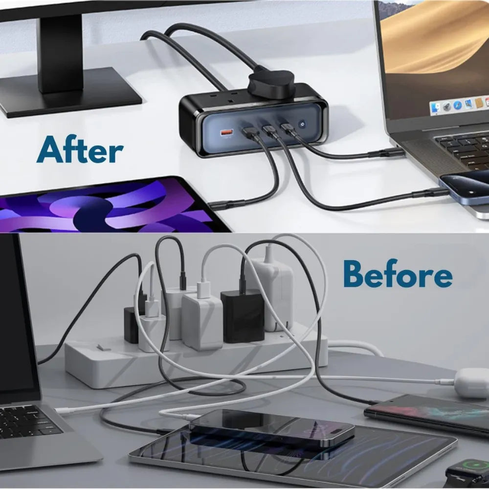 Mcdodo 70W 6-in-1 Power Strip Extension Cord with USB-C – 2 AC Outlets, 2 USB-C (100W), 2 USB-A (18W) – Surge Protection, 1.5M Cable, UK Plug