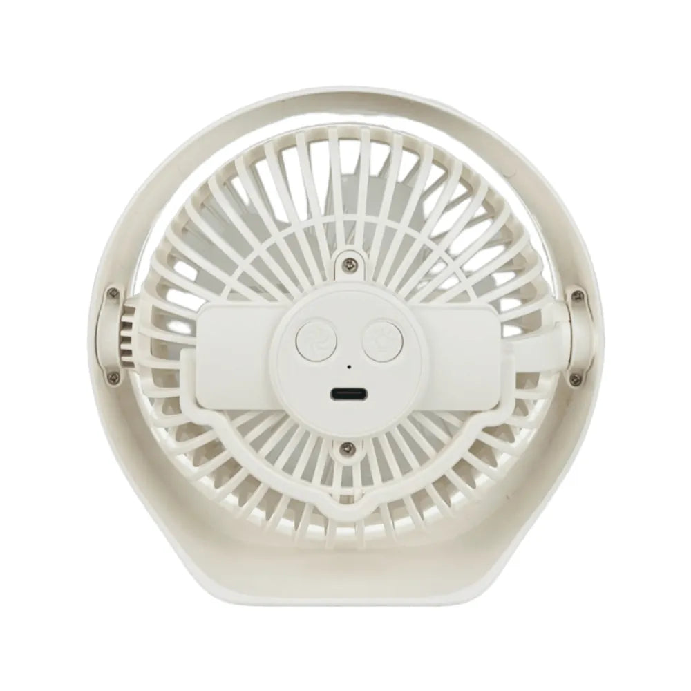 Hoco Compact Circular LED Fan, 1800mAh Rechargeable, 3-Speed Modes + Light Control, USB Charging, 13cm Diameter