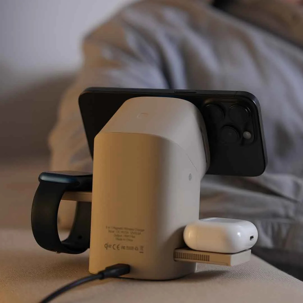 3-in-1 Wireless Charging Station 15W Fast Charge with MagSafe, Adjustable Design, Qi2 Certified for iPhone, Apple Watch & AirPods – Macaron Color