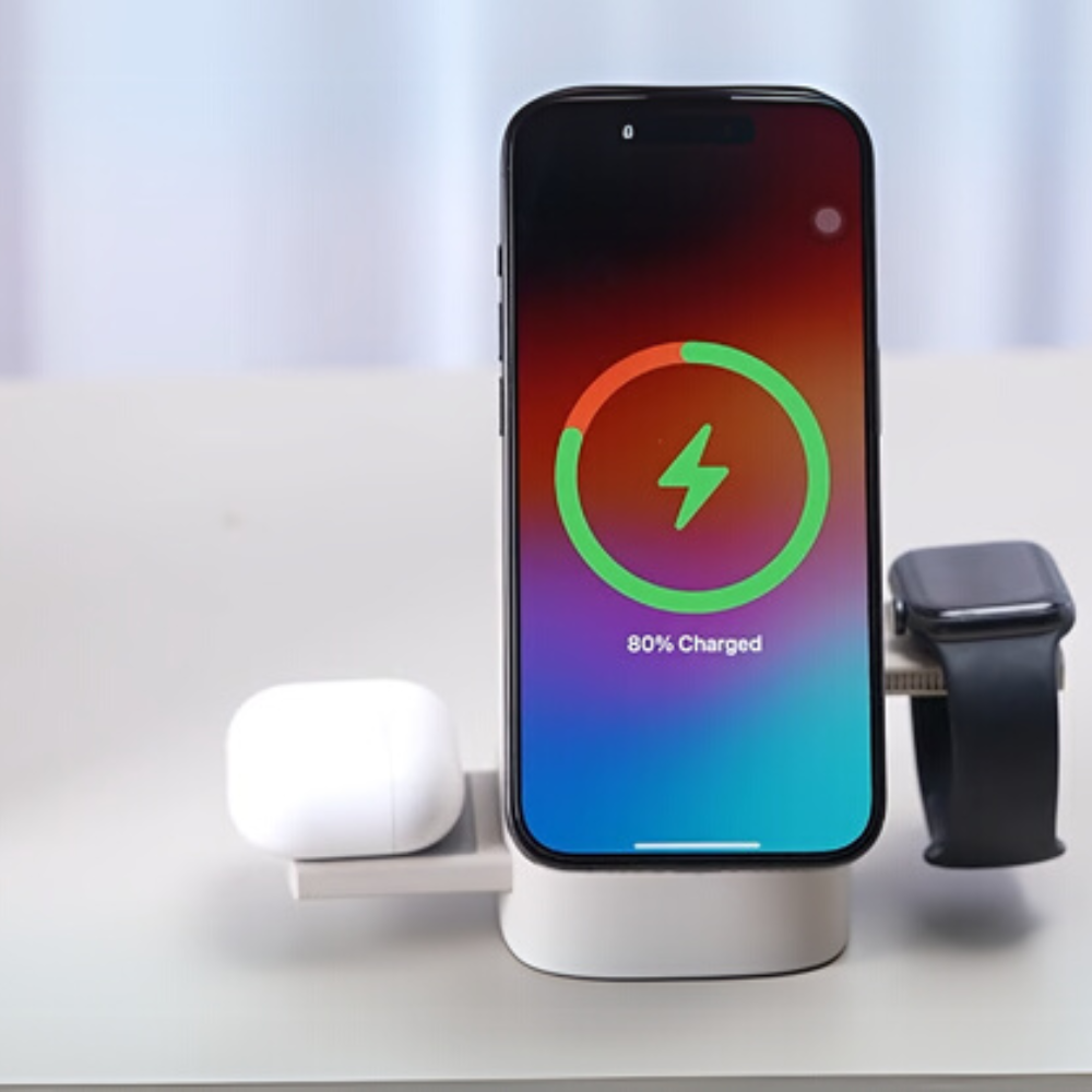 3-in-1 Wireless Charging Station 15W Fast Charge with MagSafe, Adjustable Design, Qi2 Certified for iPhone, Apple Watch & AirPods – Macaron Color