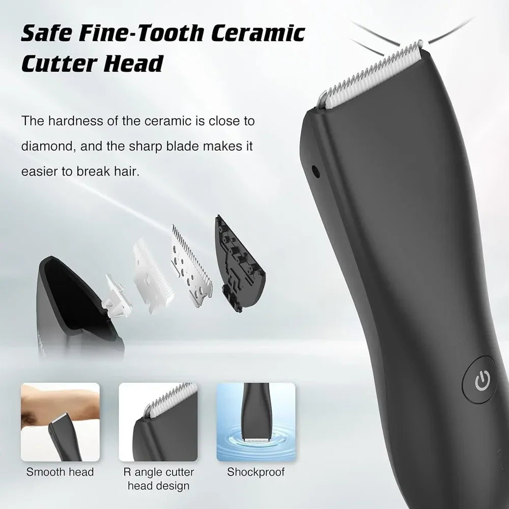 Taktik Body Hair Trimmer For Men Type-C Rechargeable Ceramic Blades