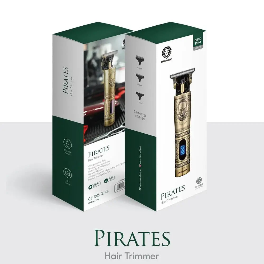 Green Lion Pirates Hair Trimmer with LCD Display Type-C Rechargeable