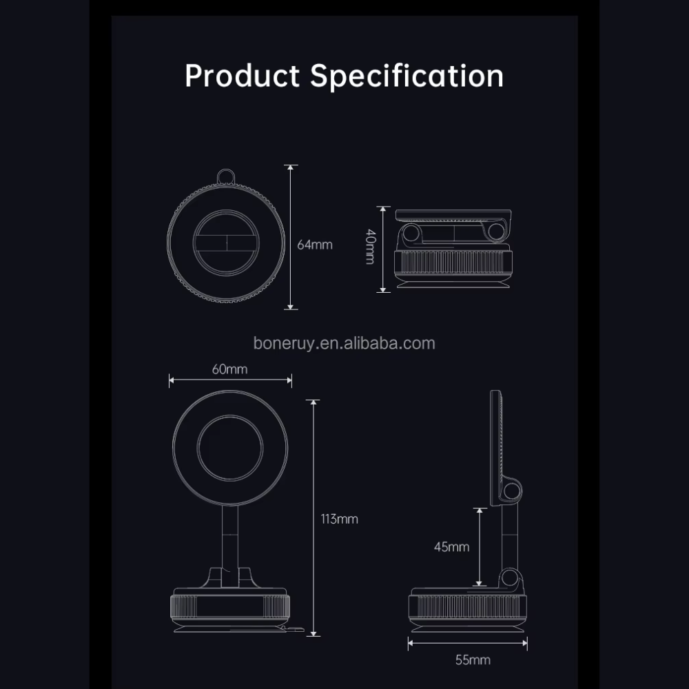 X68 360° Rotate Vacuum Suction Magnetic Bracket-white