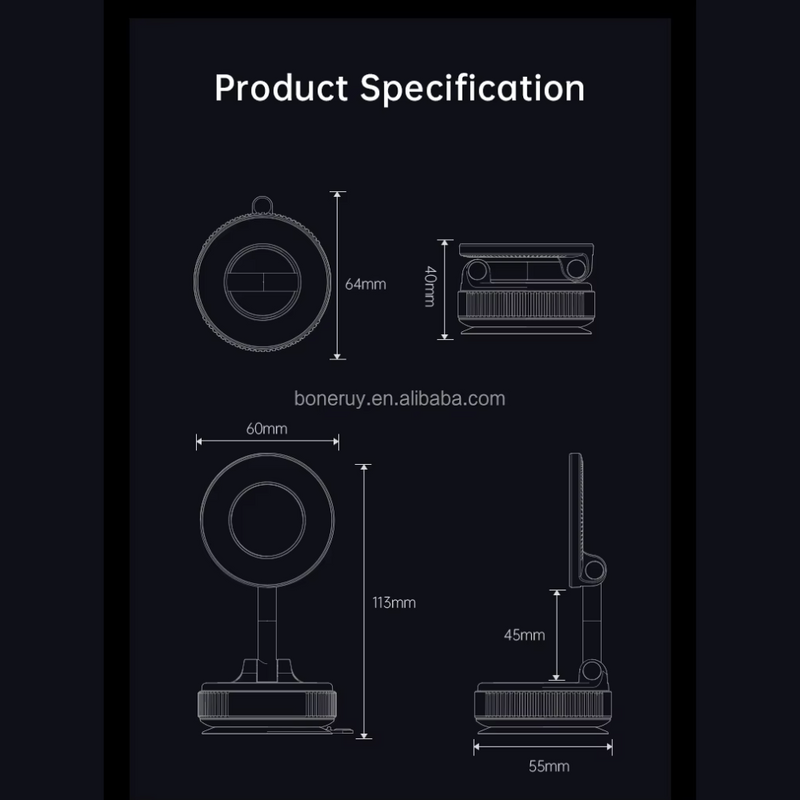 X68 360° Rotate Vacuum Suction Magnetic Bracket-white