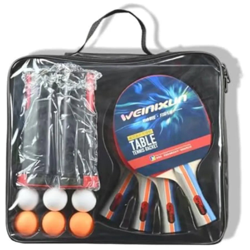 Weinixun Table Tennis Set, 4 Bats + 6 Balls + Net, Durable Design, Portable Carry Bag
