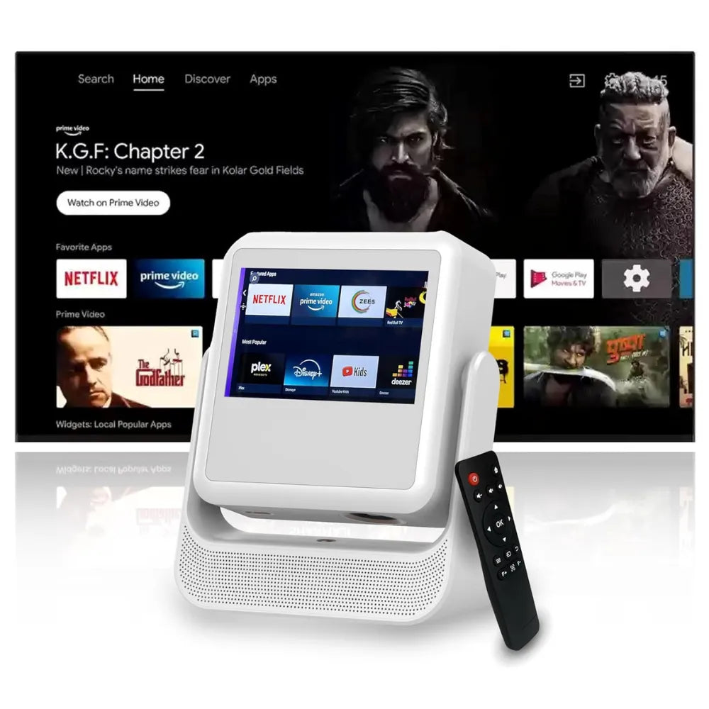 Touch Play Full HD Smart Projector 1080p, 11000 Lumens, World’s First Touchscreen with Auto Focus, Dual WiFi BT5.0 HDMI USB, 10W Speaker