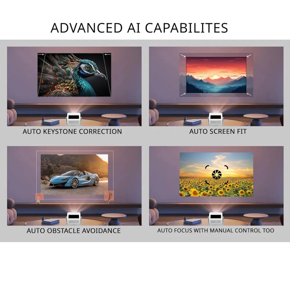 Touch Play Full HD Smart Projector 1080p, 11000 Lumens, World’s First Touchscreen with Auto Focus, Dual WiFi BT5.0 HDMI USB, 10W Speaker