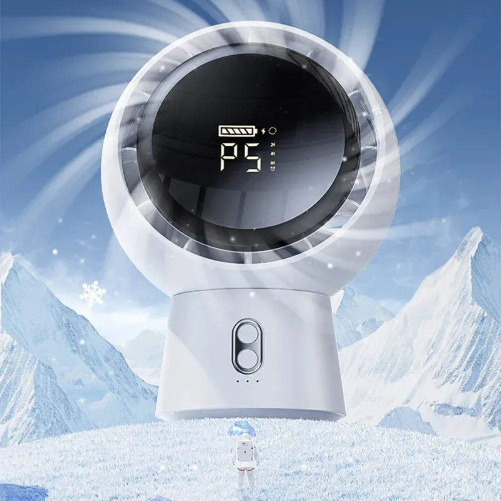 Cordless Bladeless Desk Fan 5-Speed 5000mAh Rechargeable with 90° Adjustable Angle for Office, Bedroom & Camping