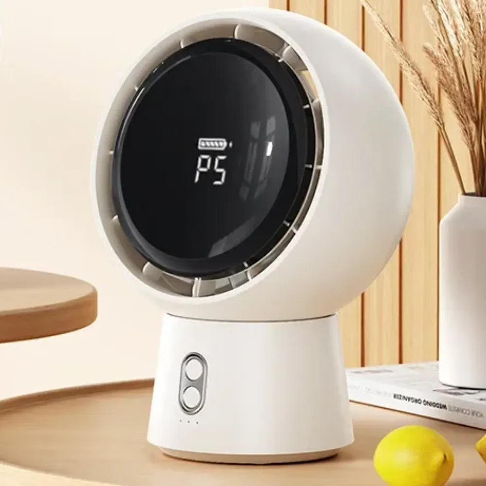 Cordless Bladeless Desk Fan 5-Speed 5000mAh Rechargeable with 90° Adjustable Angle for Office, Bedroom & Camping