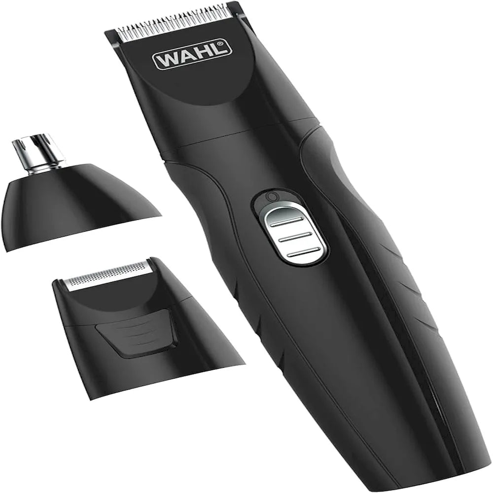 Wahl All In One Trimmer Rechargable With Rotary Nose Trimmer and Detail Heads Precision-Ground Blades